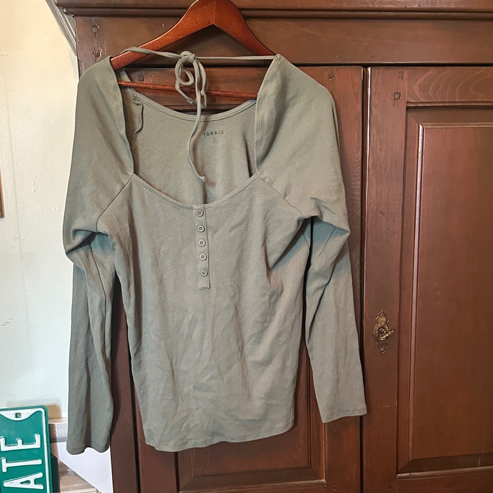 Torrid Sage Green Long Sleeve Blouse